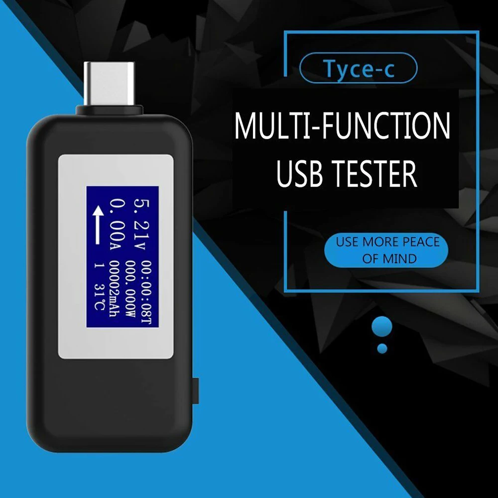 Многофункциональный двойной USB вольтметр Type C Тестер монитор Ампер напряжения