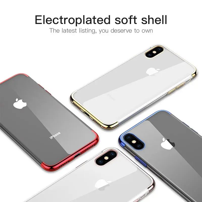 Чехол для iPhone 7 тонкий мягкий ТПУ прозрачный покрытием чехол X S 6 8 плюс 5 5S XR XS Max