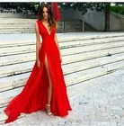 Дешевые красные платья для выпускного вечера 2021, торжественное Привлекательное платье с глубоким V-образным вырезом для особых случаев, ТРАПЕЦИЕВИДНОЕ ПЛАТЬЕ, Формальные платья