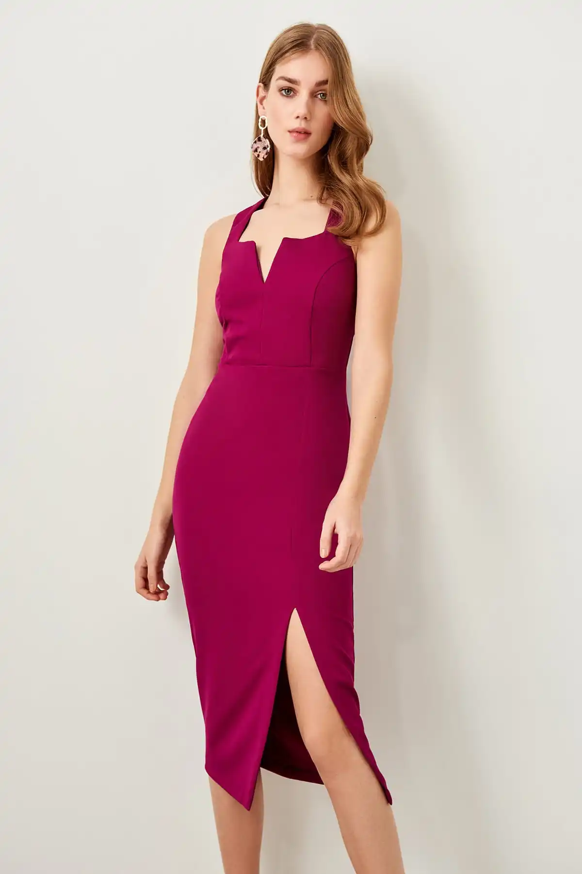 Trendyol Purple Collar Dress Decolletage TPRSS19FZ0113 | Свадьбы и торжества