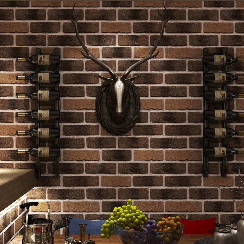 

Wallpaper Washable Imitation Brick Pattern Retro For Walls 3 D Coffee Restaurant Bar Cafe Red Brick Stone Wall Paper Roll