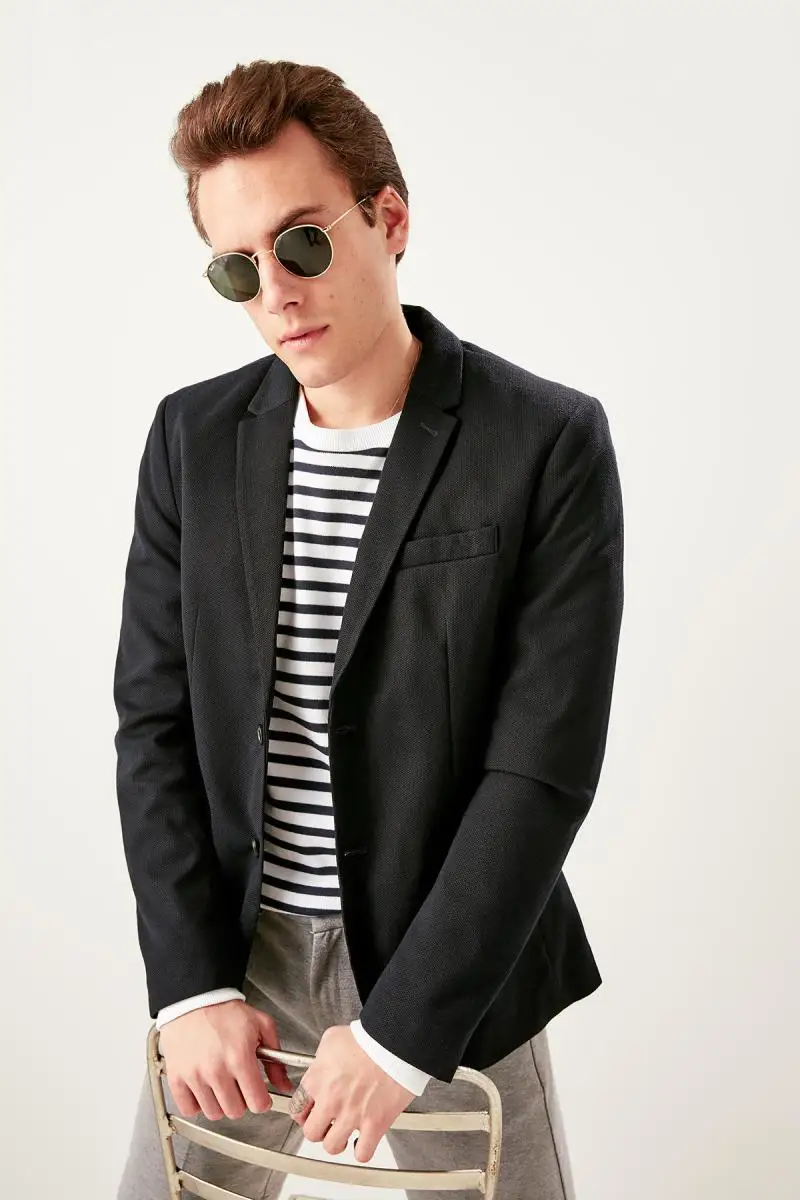 Trendyol темно синяя мужская Пике ткань Smart casual куртка TMNSS19BX0047|Женские куртки| |