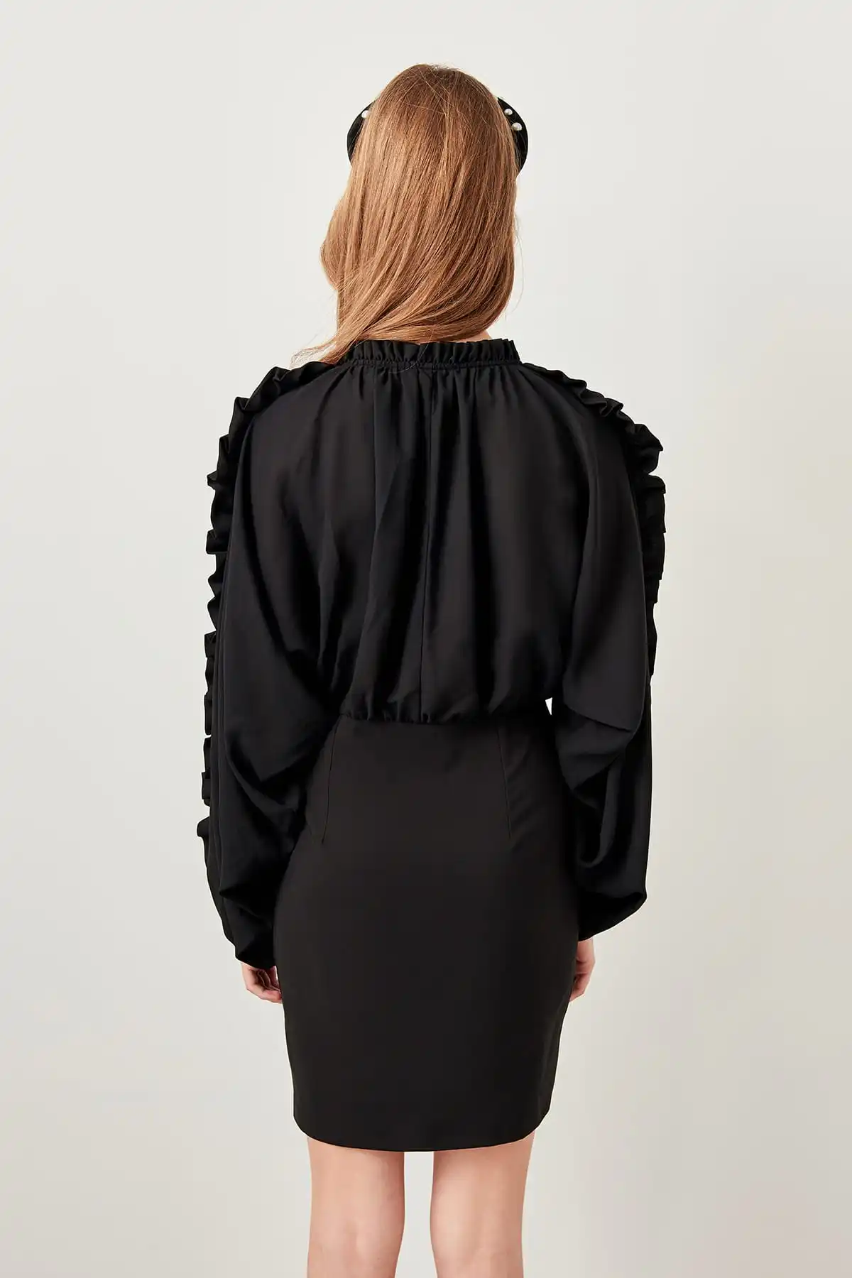 Trendyol детальное черное корсетное платье TPRSS19BB0045|Вечерние платья| |