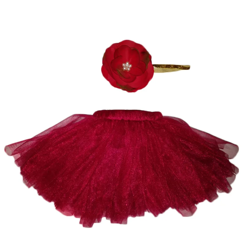 New 1 Set Newborn Infant Baby Girl Lovely Soft Yarn Princess Tutu Skirt Costume With Matching Flower Headband For Photography | Мать и