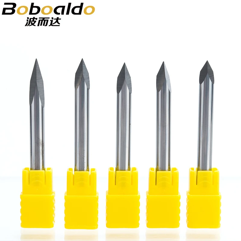 

Boboaldo 1pc 4mm 6mm 3 Edge Carbide Pypamid bits 3A TOP QUALITY CNC Engraving Bits Router Machine 3 face Stone Carving Tools
