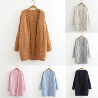 womens new autumn and winter cardigan warm and thickened fur variegated sweater cardigan