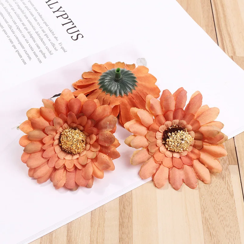 10pcs 6cm Mini Silk Sunflower Artificial Flower Head For Wedding DIY Decoration Headmade Scrapbooking Accessories Fake flowers | Дом и сад