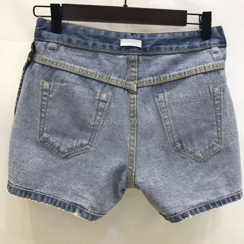 Original Light Blue Washed Denim Shorts with Pockets Fashion Cottons Short Jeans Woman 2019ss | Женская одежда