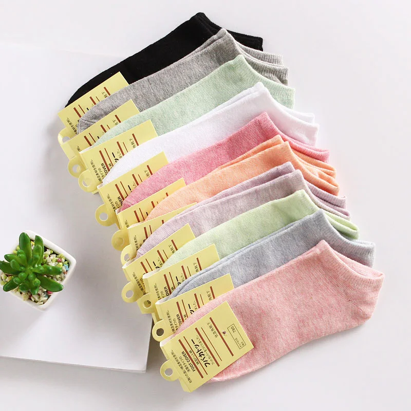 

New Fashion Summer Candy Color Short Ladies Nnkle Low Cut Boat Socks Spring Ladies Boat Socks