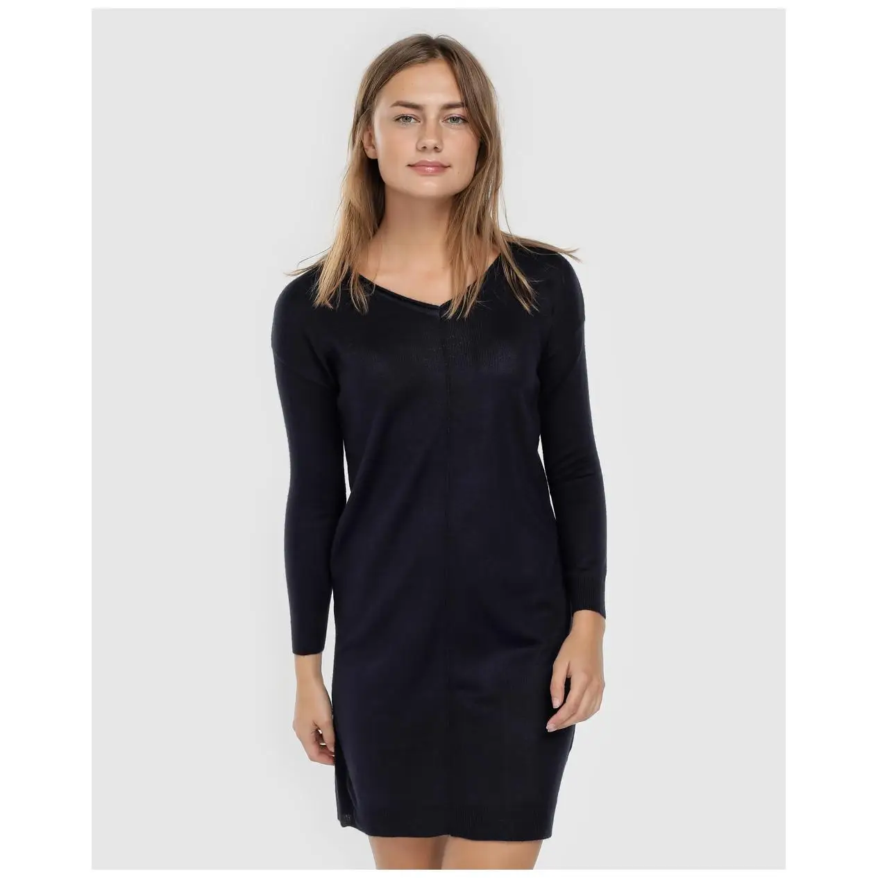 Единица MUJER VESTIDOS VESTIDO BASICO EN COLOR AZUL MARINO манга LARGA Y CUELLO PICO.|Женские платья| |