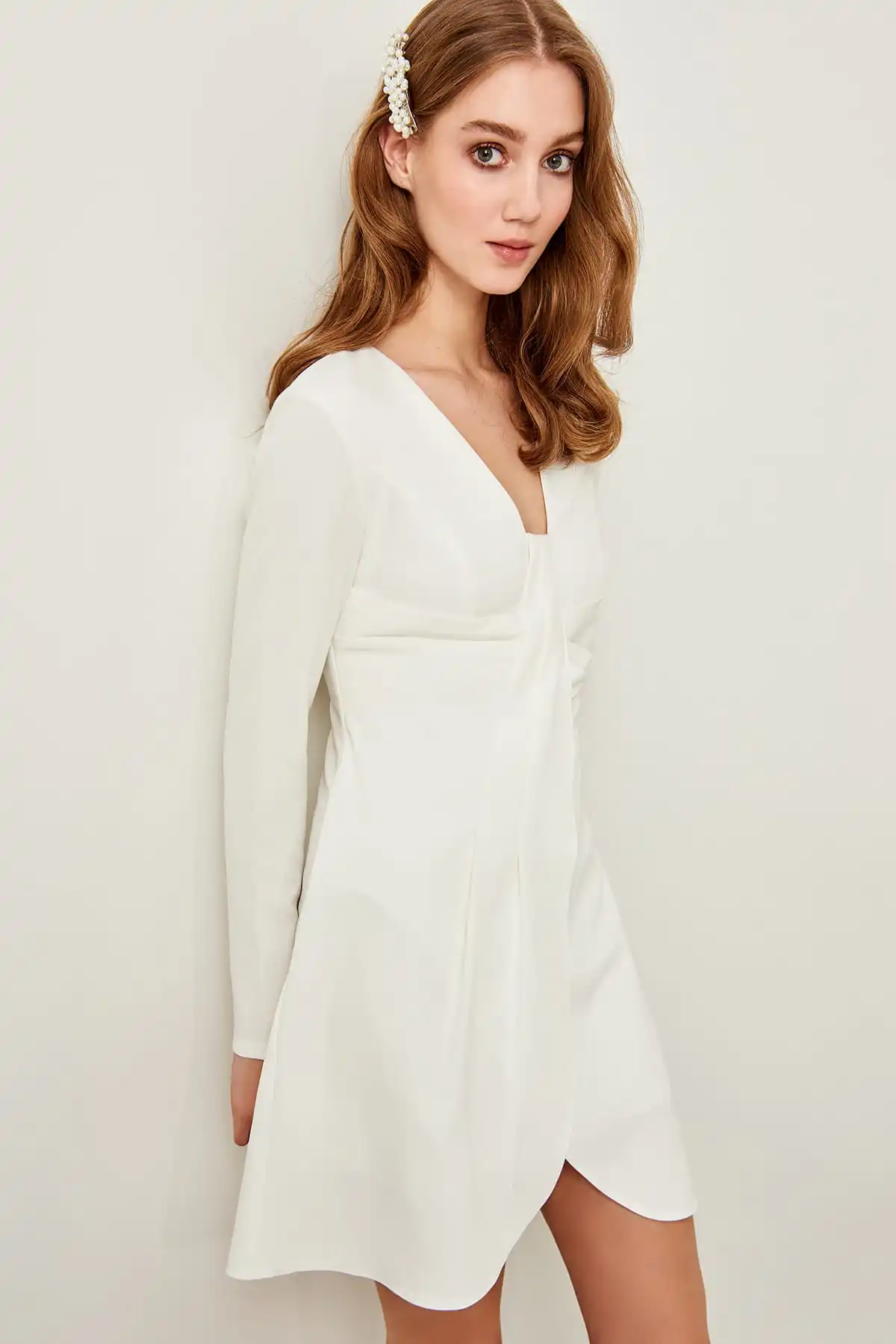 Trendyol подробный TPRSS19UT0031 белое платье|Вечерние платья| |