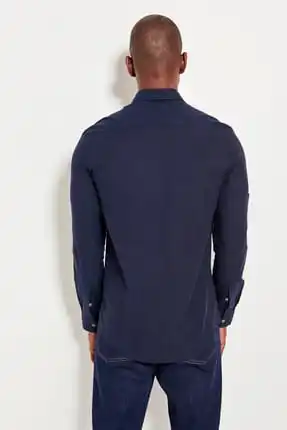 100% хлопок темно Для мужчин Slim Fit рубашка с погонами TMNSS19RS0011|Повседневные рубашки| |