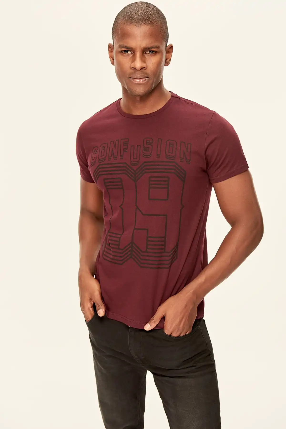 Trendyol Bordeaux Мужская печатная версия футболки TMNSS19BO0030 | одежда