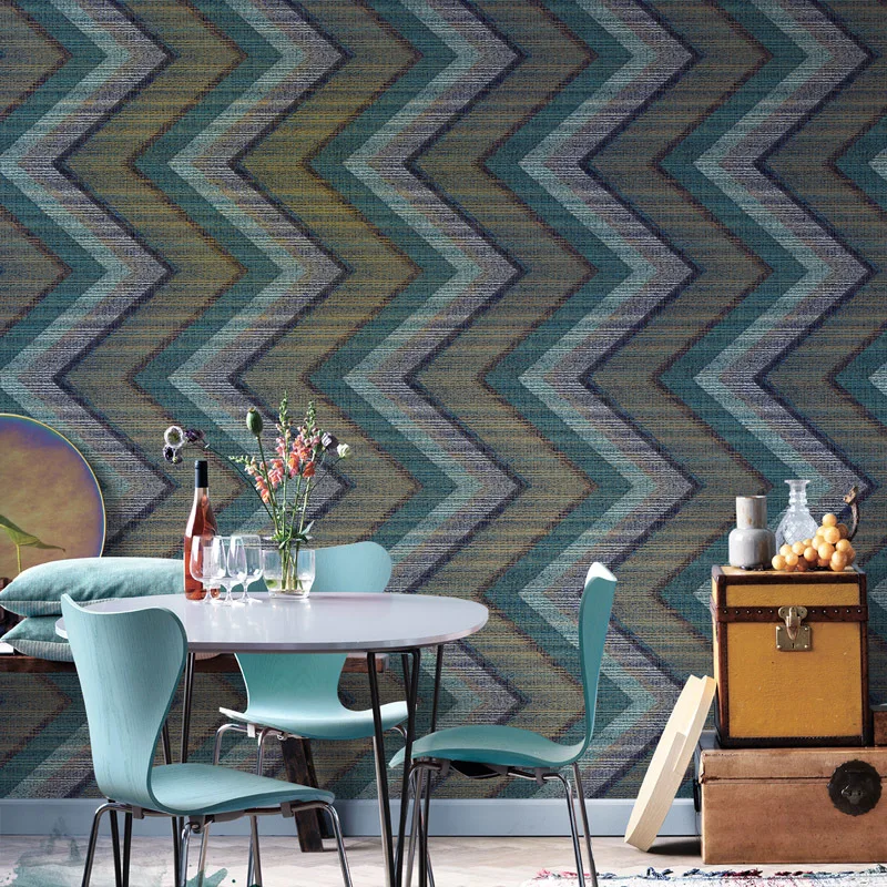 

Abstract Modern Geometric Blue Wave Stripes Bedroom Tv Background Restaurant Clothing Store Non-woven Wall Papers Home Decor