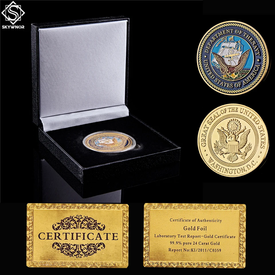 

2021 American Department of The Navy Washington D.C Great Seal of USA Challenge Coin Military Meal W/ Luxury Box
