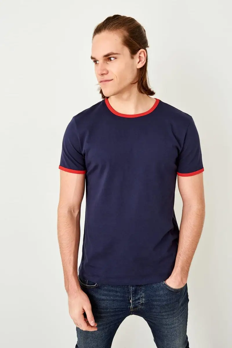 Trendyol темно синяя мужская футболка TMNSS19SQ0020|Футболки| |