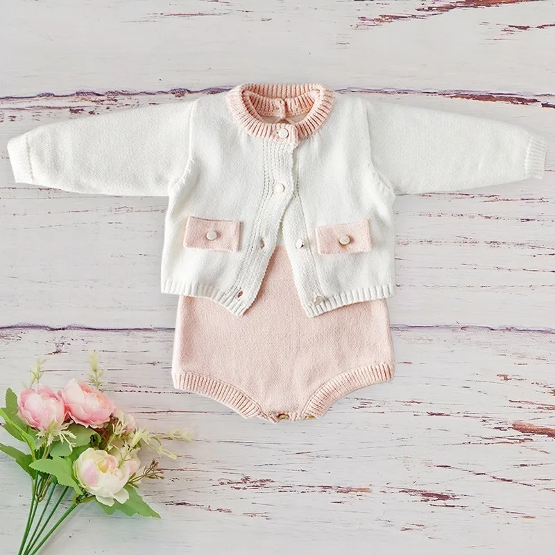 Хлопковая одежда для маленьких девочек осенне зимняя вязаная шерстяная куртка