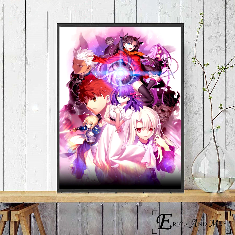 Плакат Fate Stay Night с аниме девушкой принты картина маслом на холсте настенное