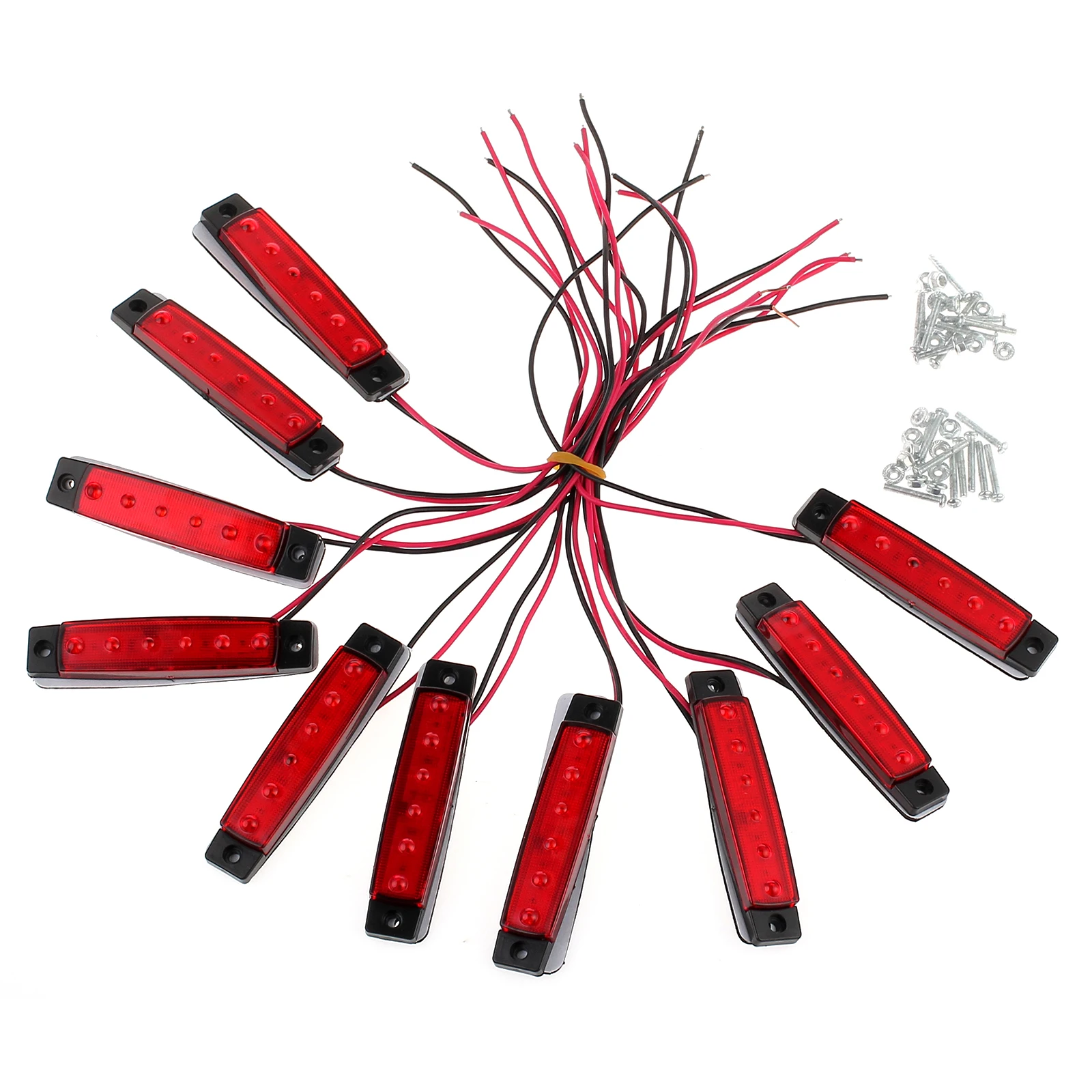 Justech 10 шт. 12 В вольт SMD 6 светодиодов красный боковой габарисветильник фонарь