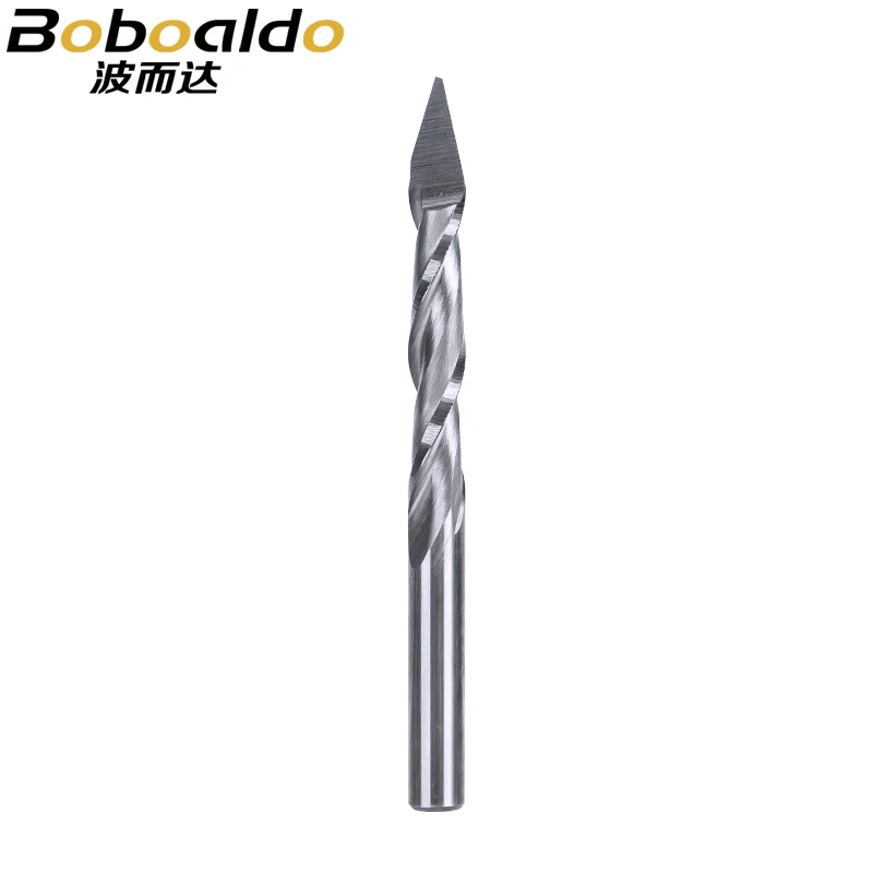 Buy Boboaldo 10pc/lot 3.175mm 2 Flute Spiral Pyramid engraving bits wood CNC router bit Carving knife Degree 30 for 2D 3D sculpture on