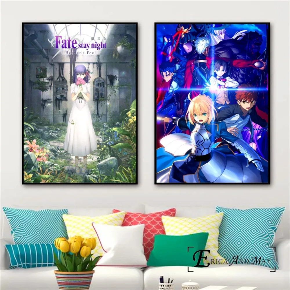 Плакат Fate Stay Night с аниме девушкой принты картина маслом на холсте настенное