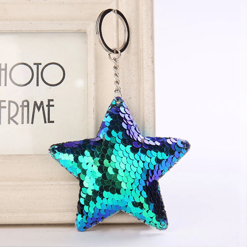 

Sale Cute Sequins pineapple Key Chain For Women Star Cat Shining Girls Car Bag Keychain Ring Accessories