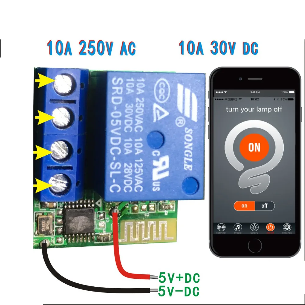 1-канальный релейный модуль управления через приложение Smart Bluetooth для доступом