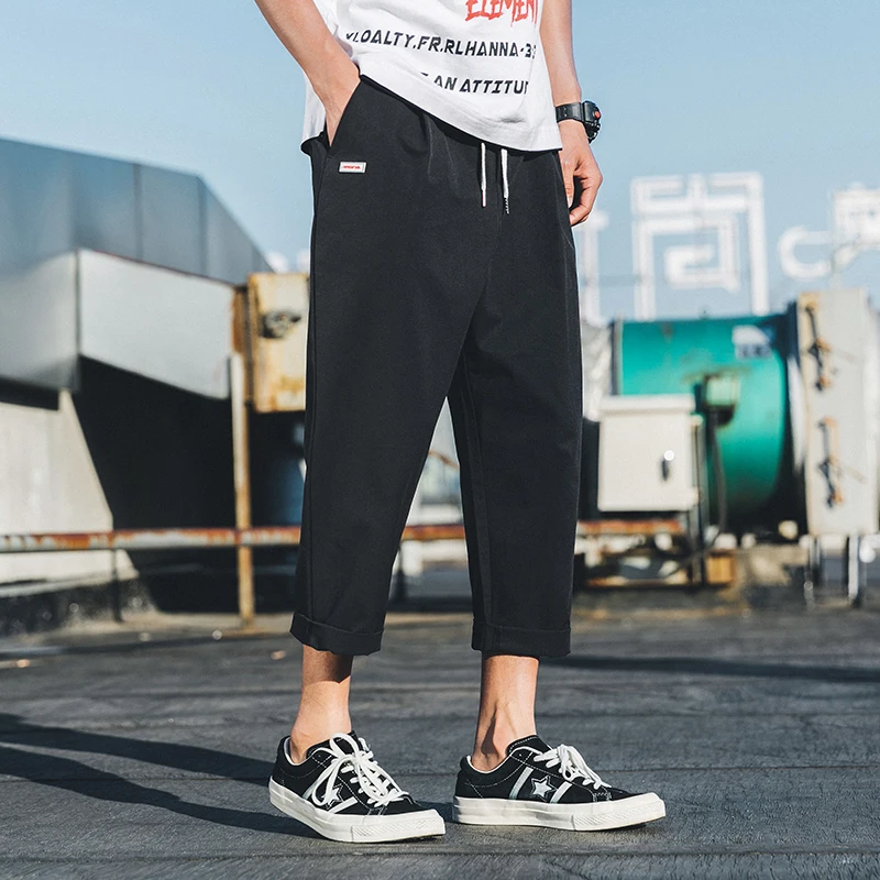 2019 Spring And Summer New Chinese Style Wild High Quality Male Youth Super Fire Harajuku Solid Color Lace Casual Trousers |