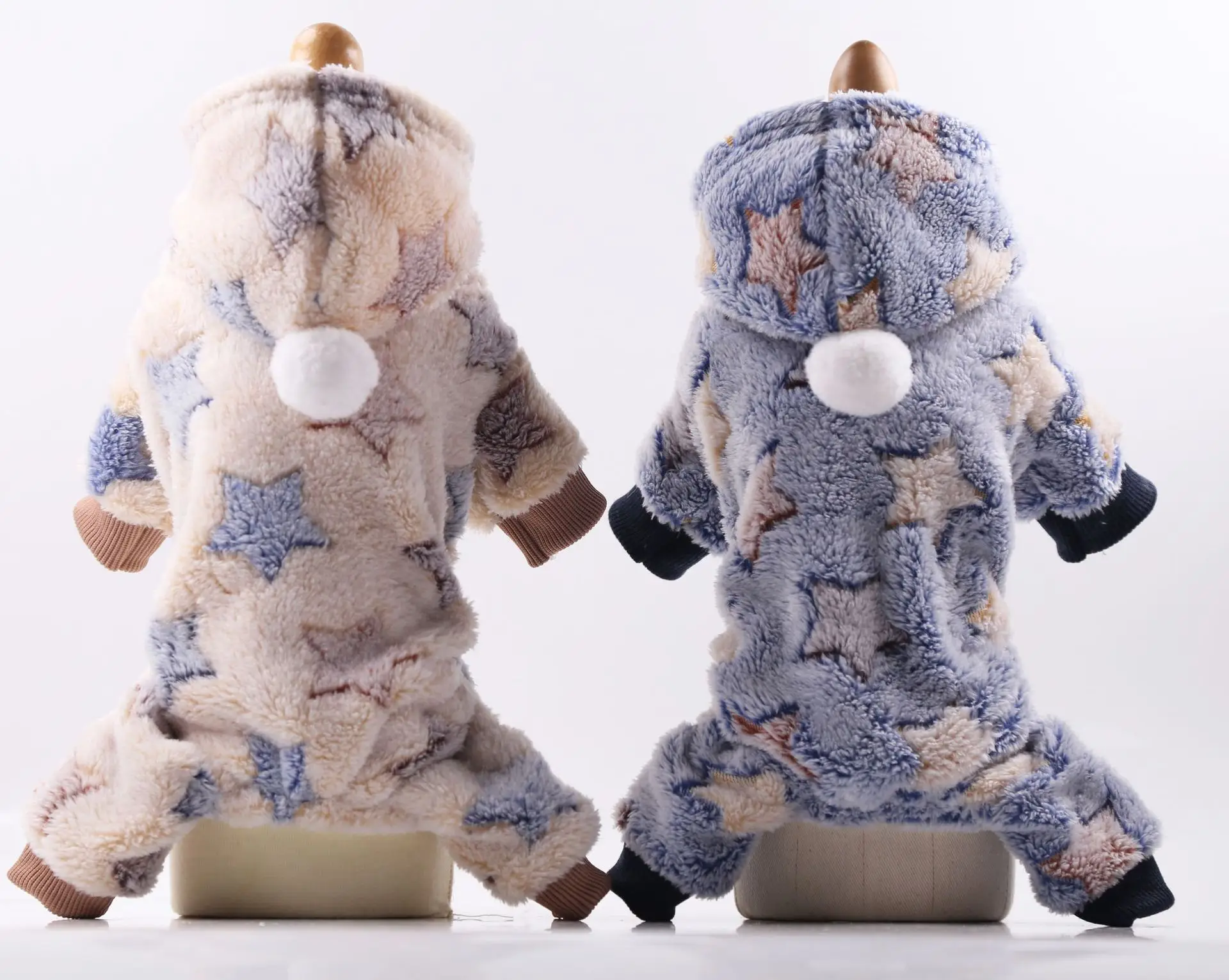 Four-legged flannel dog clothes pet cat warm striped Teddy | Дом и сад