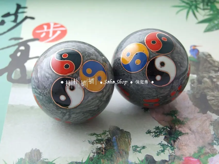 50 мм 40 мм китайские шарики baoding, перегородчатая Taichi дизайн в разных цветах. Chiming Фитнес мяч. Домашний подарок. Бумажная коробка
