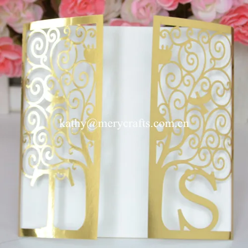 Темно синие свадебные приглашения элегантные лазерная резка бумажные на