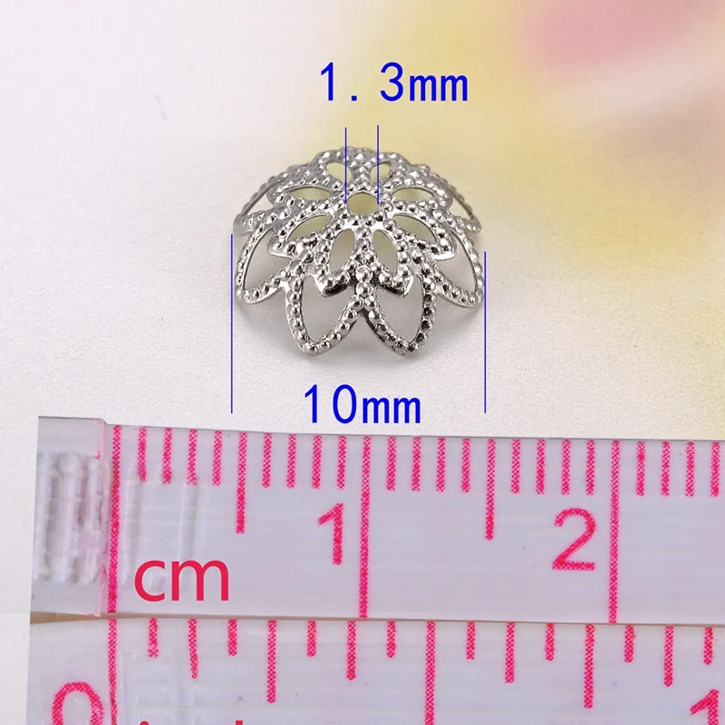 10mm 50pcs 50 шт., нержавеющая сталь, цветы, бусины, колпачки для ювелирных изделий и компоненты, полые колпачки, подходят для DIY аксессуаров, ювелирных изделий - Цвет: 10mm 50pcs