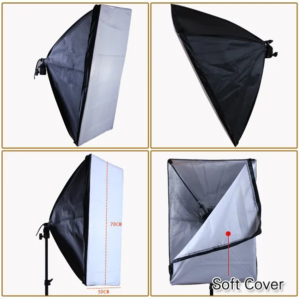 Фото Прямоугольник непрерывный софтбокс светильник ing Kit 4 шт. 50x70 см софтбокс 2 шт. светильник держатель Стенд Фото студийное оборудование комплект
