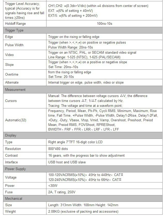 H004 Hantek DSO5102P Цифровой осциллограф 100 МГц 2 канала 1GSa/s 7 ''TFT lcd лучше, чем ADS1102CAL