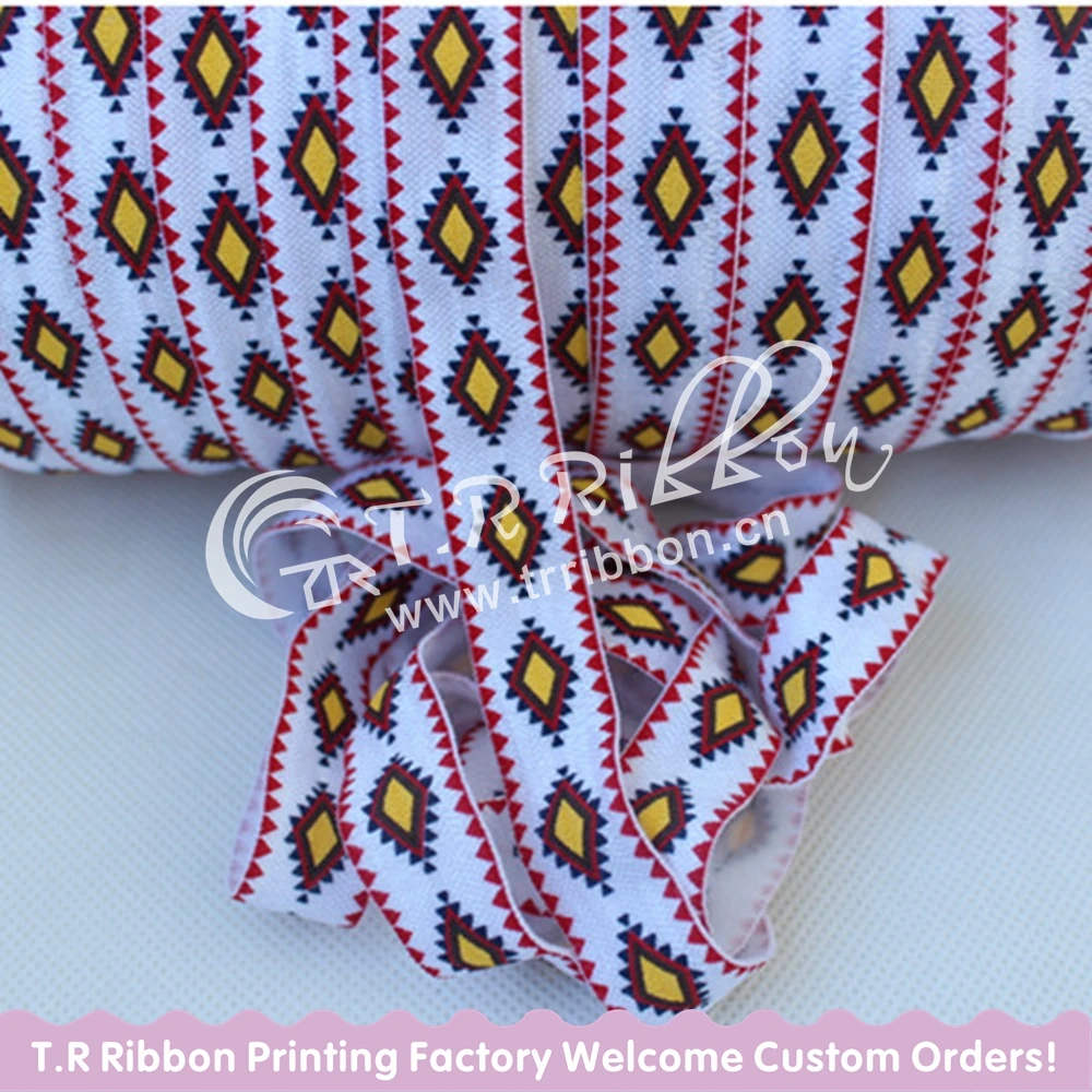 

5/8" colorful Aztec printed FOE fold over elastic 50yards