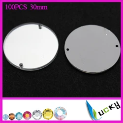 30mm 100 шт Высокое качество Акриловые стразы с отверстиями смешанные формы разных размеров акриловые плоские зеркальные бусины для украшения на платье - Цвет: 30mm