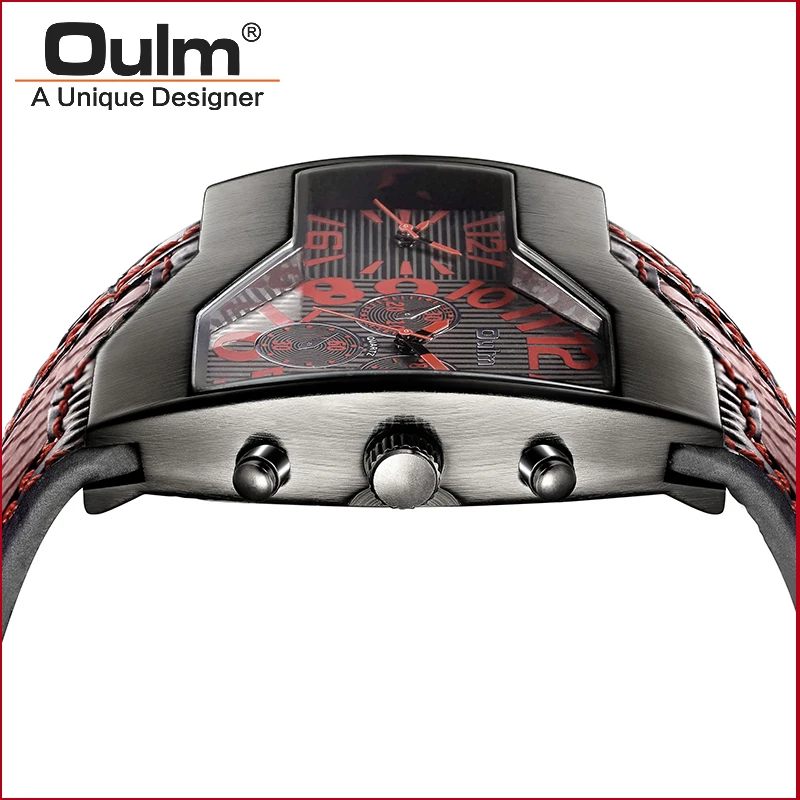 OULM Брендовые мужские часы с двумя часовыми поясами спортивные Стильные
