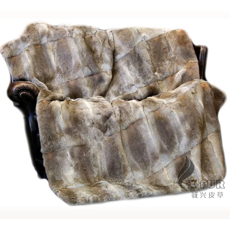 CX D 08/Z 130X150 натуральный цвет Полосатое подлинное одеяло из меха кролика|blanket