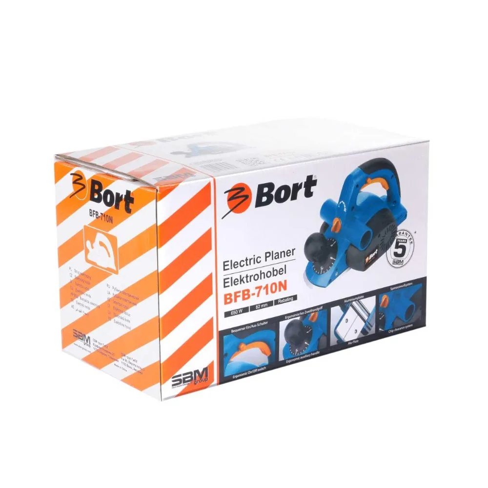 Рубанок электрический Bort BFB 710N (компактная эргономичная модель позволяющая