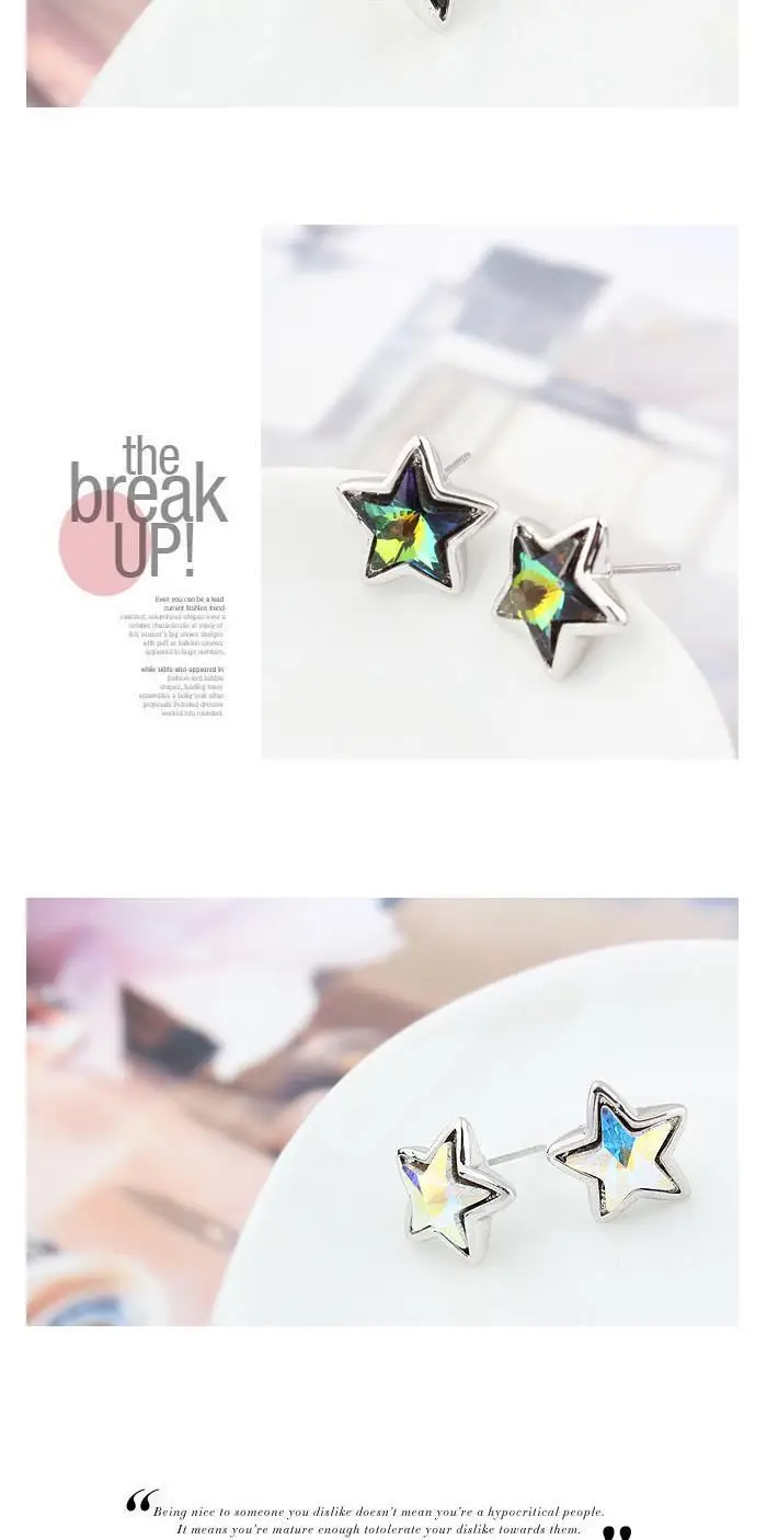 BeBella пентаграмма звезда серьги гвоздики с кристаллами от Swarovski оригинальные модные украшения для женщин девочек Рождественский подарок