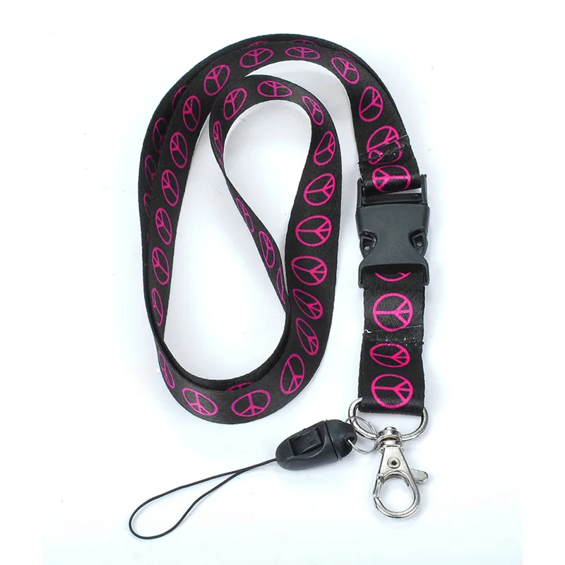 Оптовая продажа 12 шт./лот розовый мир черный ремешок брелок ожерелье полиэстер