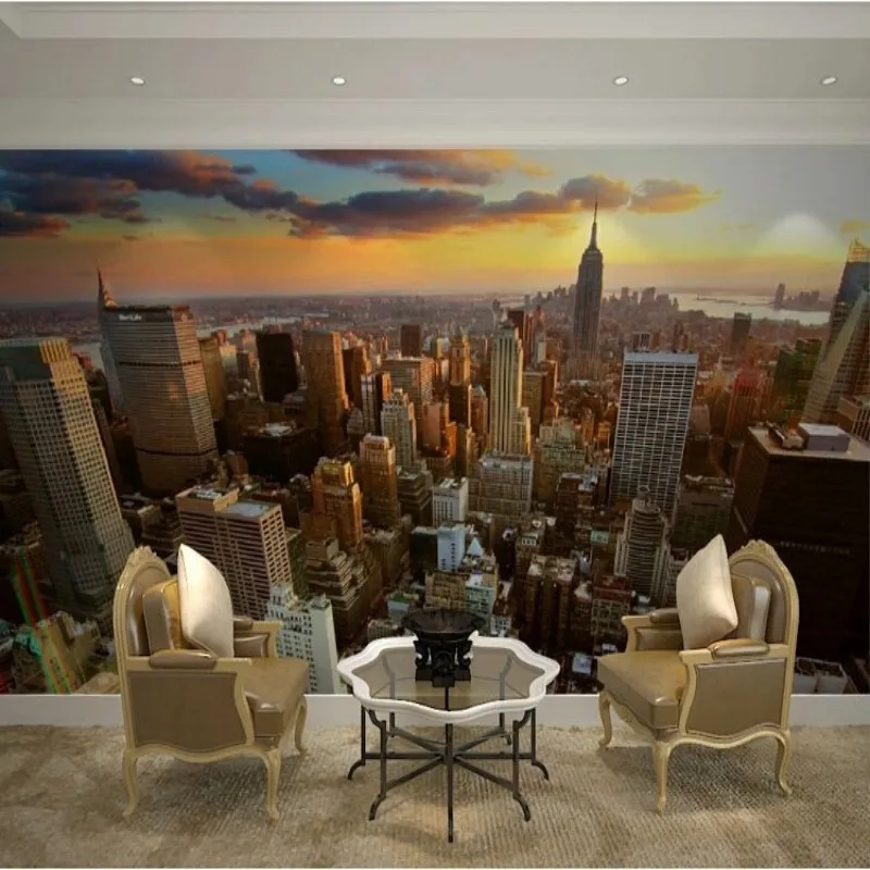 

Custom wallpaper urban architecture high-altitude distant view mural home decoration living room bedroom background 3d wallpaper
