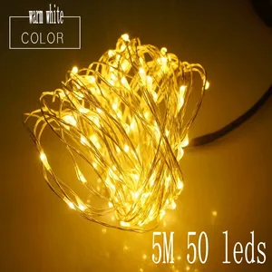 Светодиодная гирлянда, 5 м, медный провод, s, ночной Светильник льник, празднисветильник освещение для гирлянды, сказочное украшение для рождественской елки, свадьбы, вечеринки