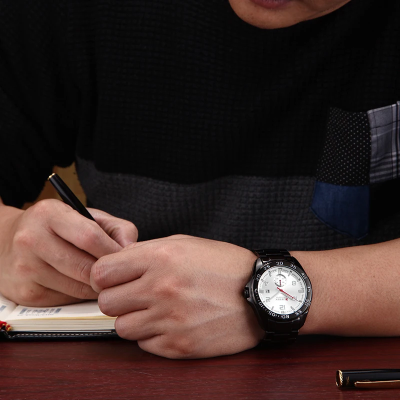 Стильный бренд CURREN цена Montre Homme белый циферблат черный стали Кварцевые часы