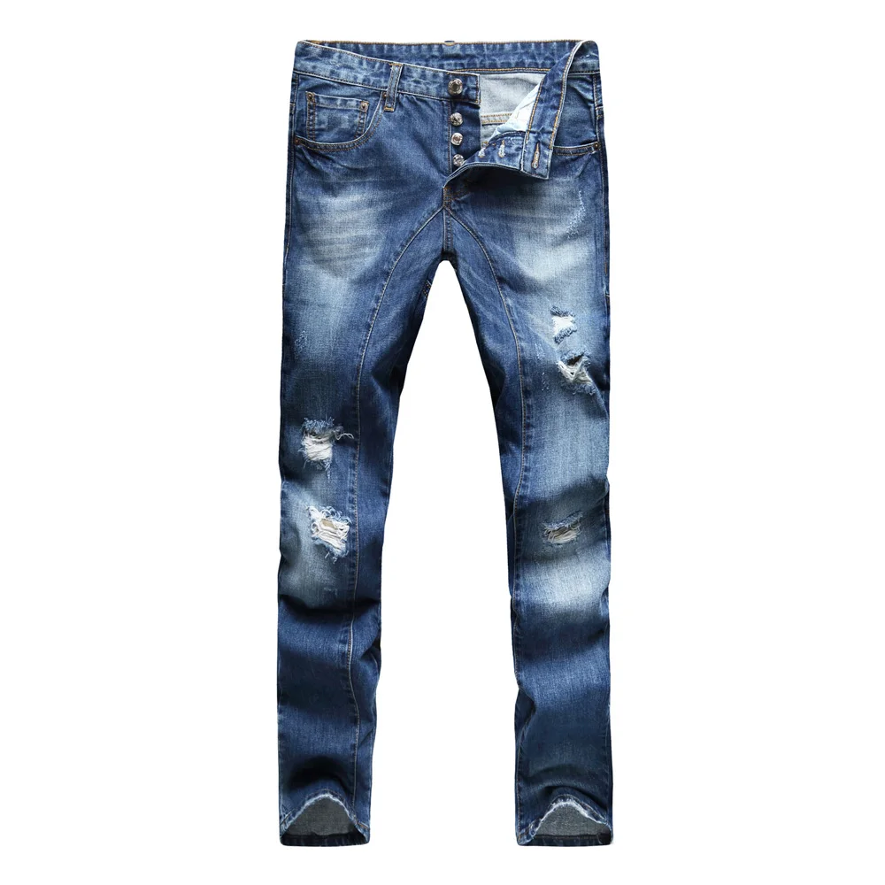 

Men Jeans Design Button Fly Biker Ripped Jeans For Men Design Fashion Denim Jeans E5015