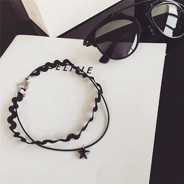 Новый чокер JZTOP из черного кружева с имитацией жемчуга модный ошейник заклепками