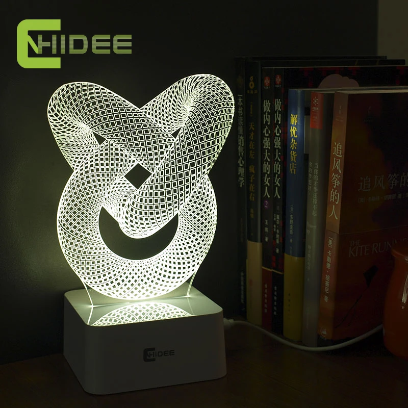 USB Novelty Gift Dimmable 3D Table Lamp Led Night Light Knot Lampara as Home Decor BedRoom Abajur Touch Switch Desk | Освещение