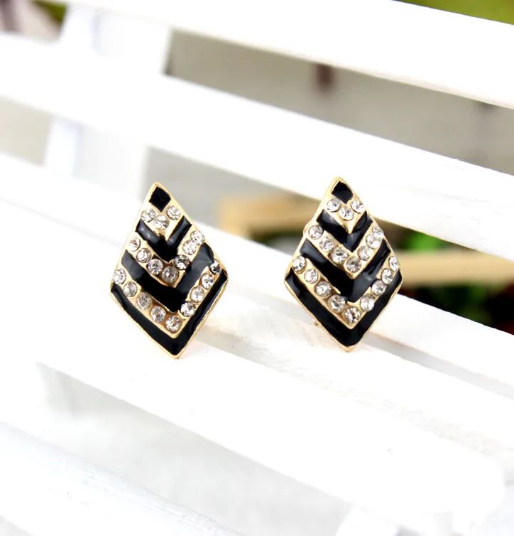 Ретро Геометрические Стразы клипсы без пирсинга для ушей серьги | Украшения и