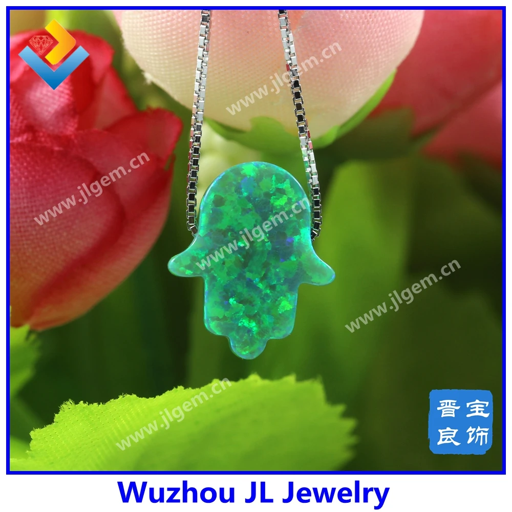 1 шт. 11*13 мм синтетический опал/Хамса опал 925 пробы Серебряная цепочка Ожерелье