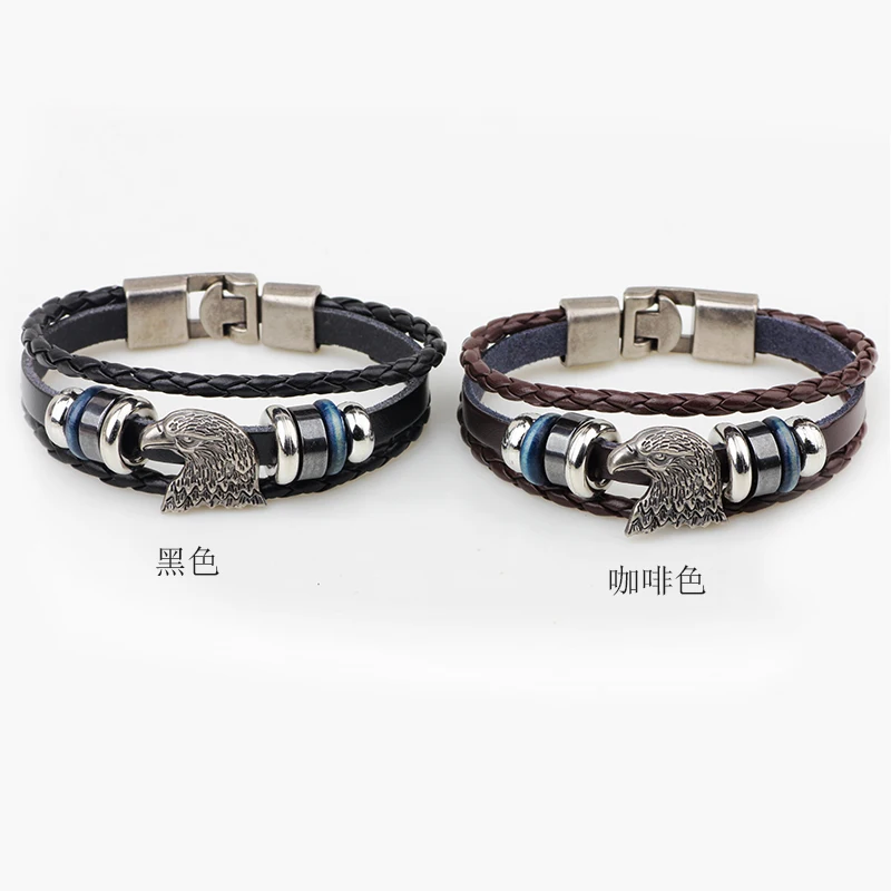 LASPERAL панк Винтажный лысый амулет Орел многослойный браслет из кожи мужской